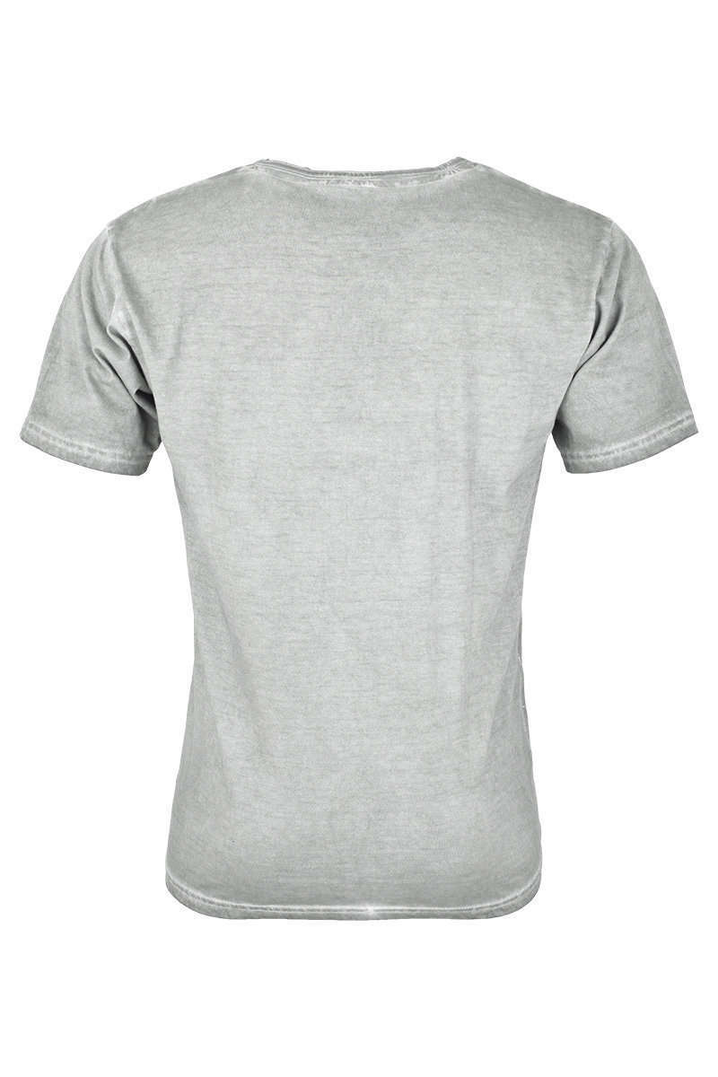 Trachten T-Shirt V-Ausschnitt mit Knpfen 'grias di' grau Bild 2