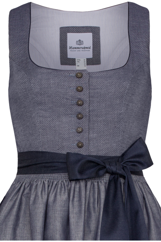 Damen Dirndl lang Hammerschmid KOFLERSEE 262-2076/70 in 49-BLAU-GEMUSTERT - Vorderansicht Detail oben