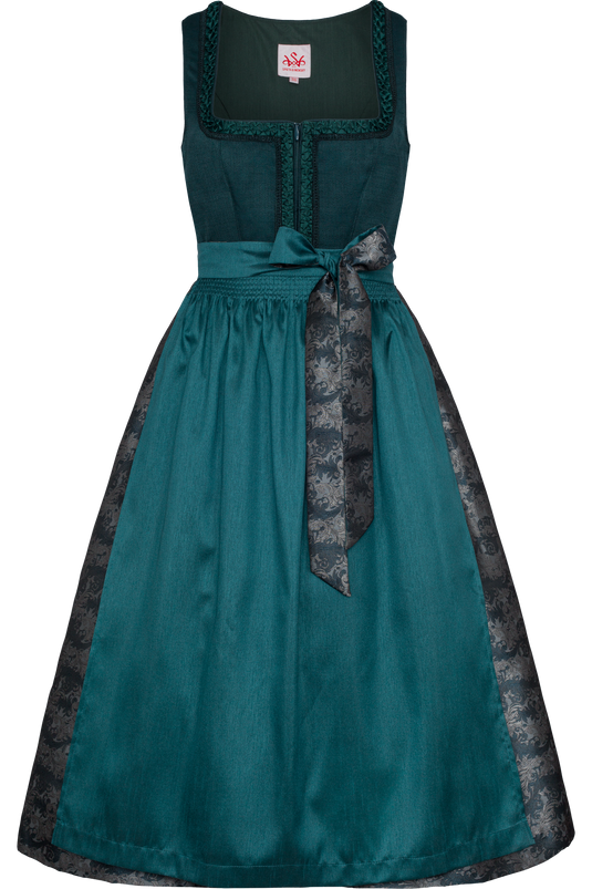 Damen Midi Dirndl Spieth & Wensky KLAVIER/80 in PETROL - Vorderansicht