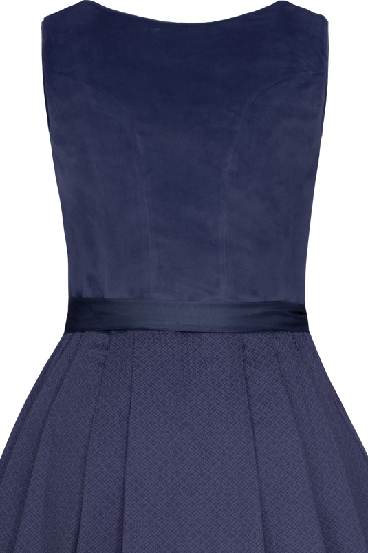 Damen Midi Dirndl Veloursoberteil Trachten Deiser DK262 2024 ELISA/70 in 1595-TAUBENBLAU - Rückansicht ohne Flügelärmel Detail oben