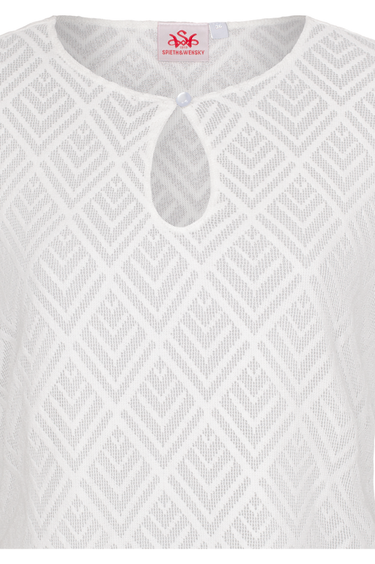 Damen Trachtenbluse mit Puffärmel Spieth & Wensky KEA in OFFWHITE - Detailansicht Ausschnitt
