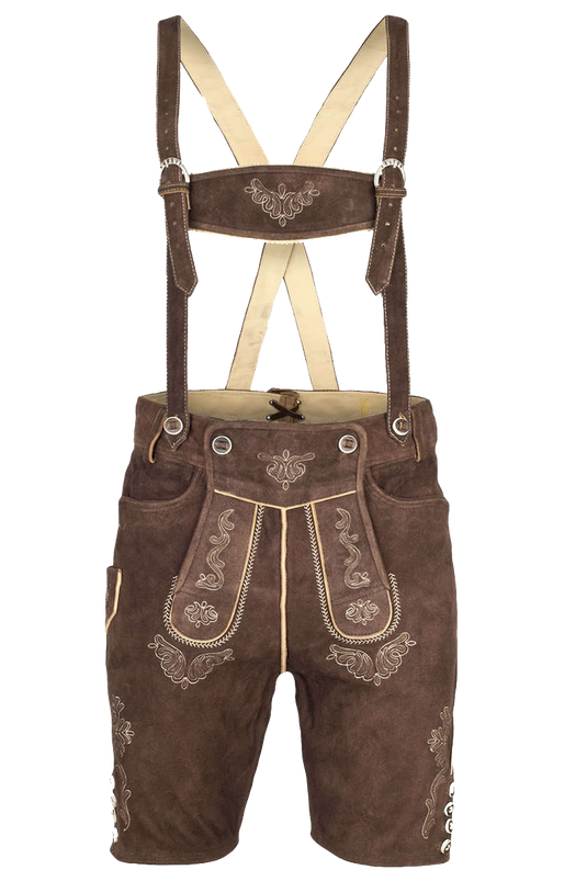 Lederhosenset kurz mit Träger dunkelbraun