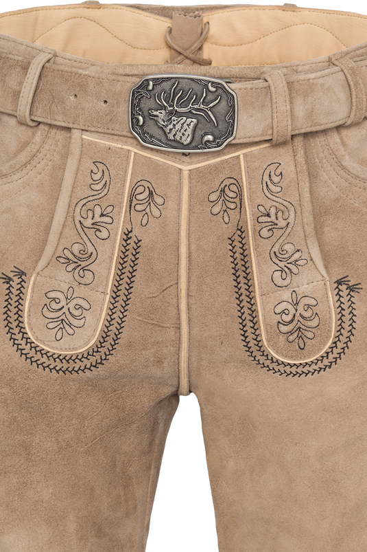 Herren Lederhose kurz mit Gürtel - linde schwarz