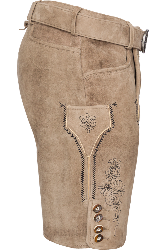 Herren Lederhose kurz mit Gürtel - linde schwarz