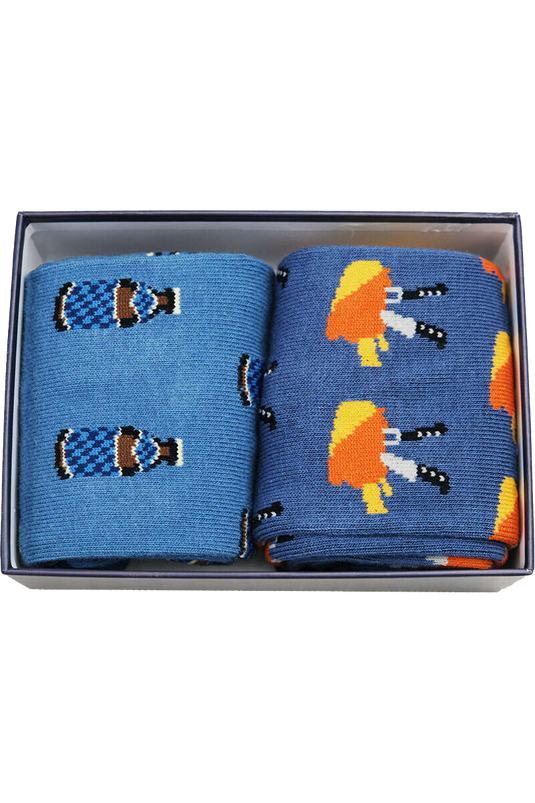 2 Paar Herrensocken mit bayerischen Schmankerln