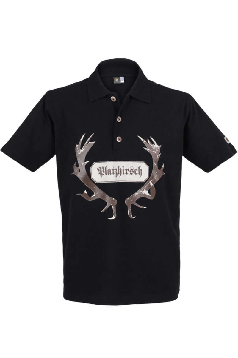 Poloshirt 'Platzhirsch' schwarz Oliver