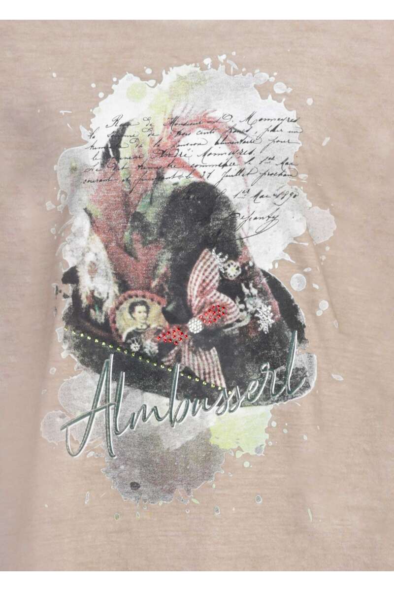 Ärmelloses Damen Trachten Shirt 'Almbusserl' taupe Bild 2
