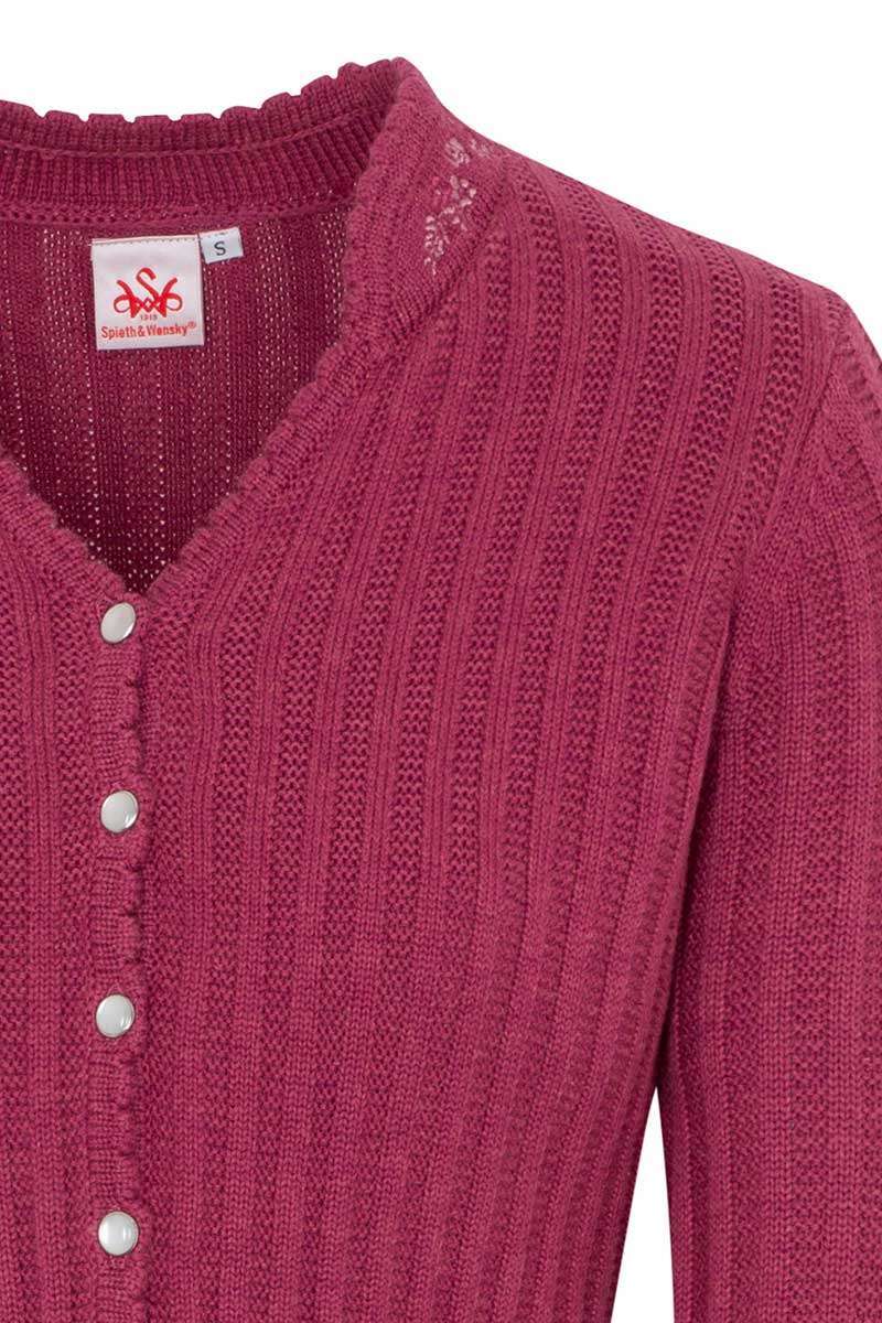 Dirndlstrickjacke mit besticktem Stehkragen fuchsia Bild 2