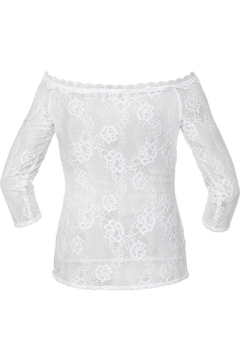 Trachten-Spitzen-Bluse schulterfrei offwhite Bild 2