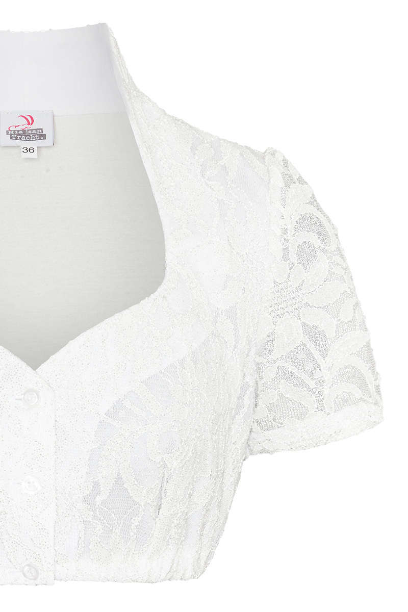 Glitzer-Dirndlbluse aus Spitze mit Schneewittchenkragen weiss Bild 2