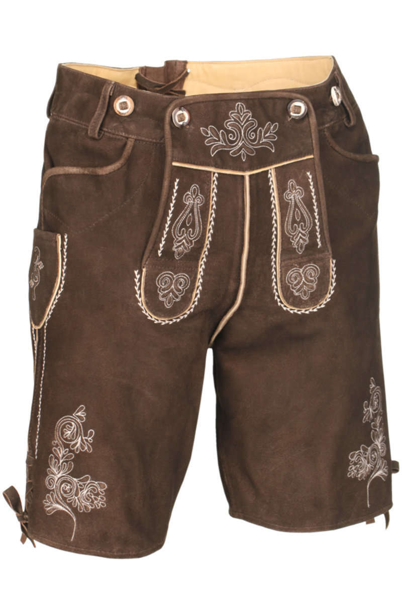 kurze Lederhose Wildbock dunkelbraun