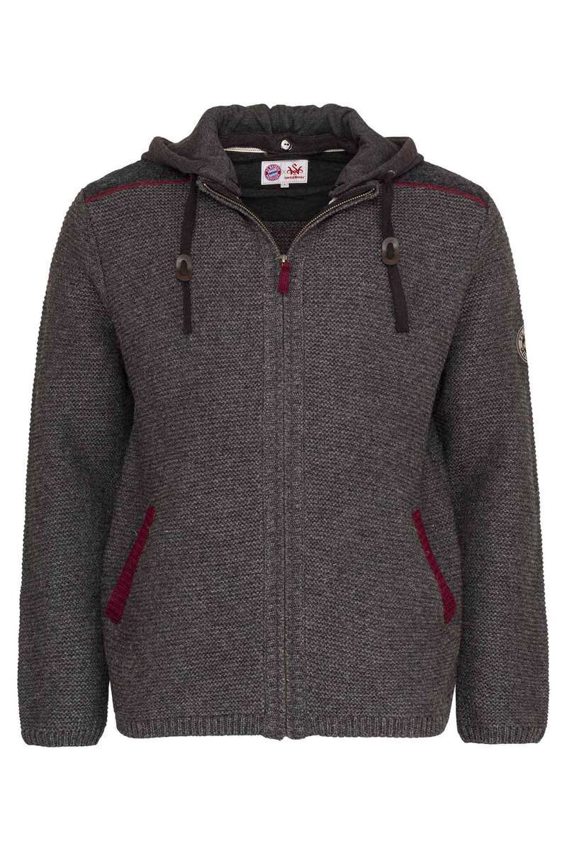 Alpine FCB Trachtenstrickjacke grau burgund