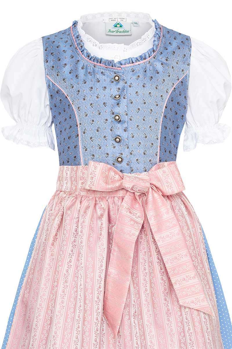 Kinderdirndl mit Bluse hellblau rosa Bild 2