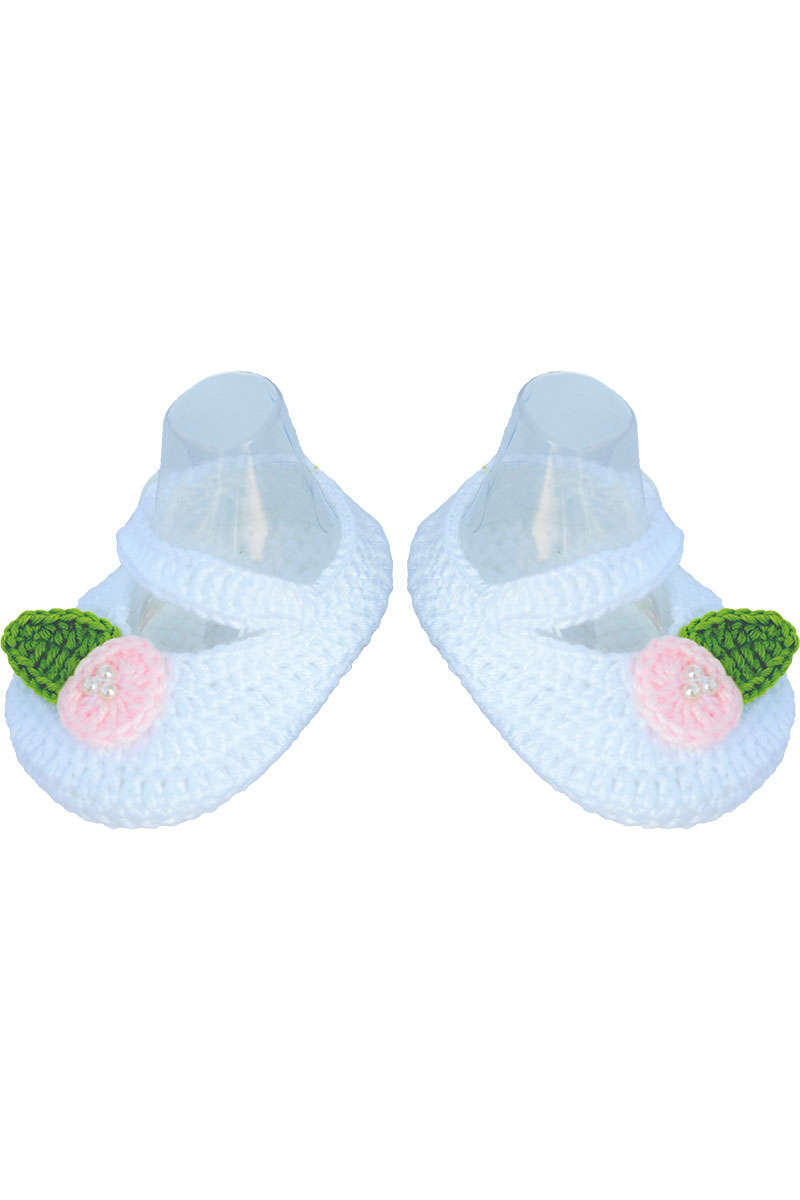 Baby Hkelschuhe fr Taufe Hochzeit wei rosa