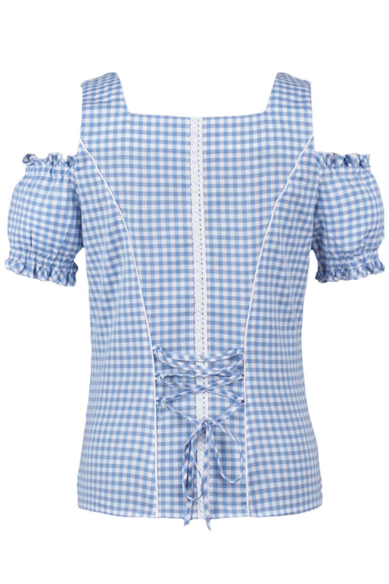 Carmenbluse blau-wei kariert 'Brigitte' Bild 2