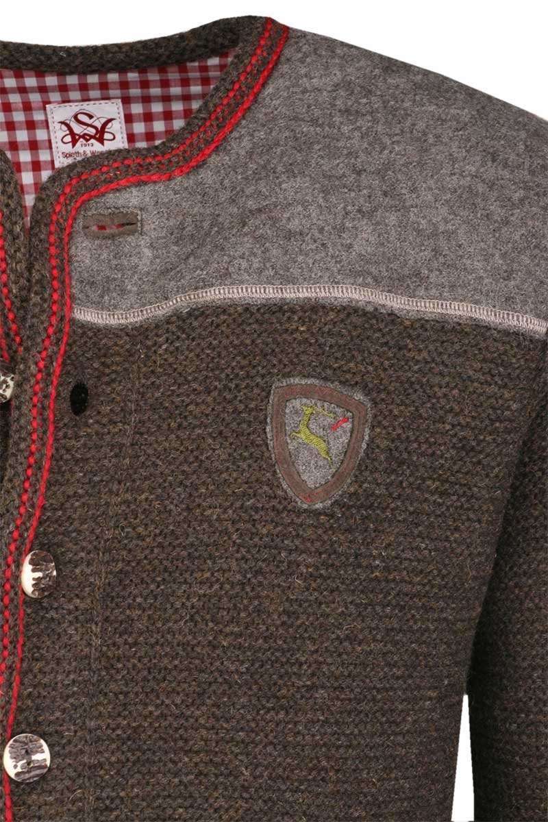 Trachten Strickjacke braun-rot 'Anderl' Bild 2