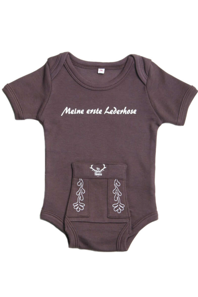 Babybody braun 'Meine erste Lederhose'