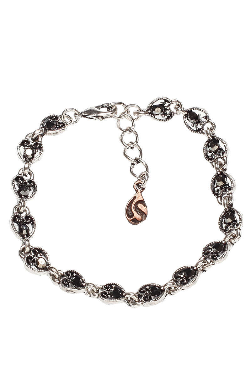 Damen Trachten-Armband altsilber schwarz