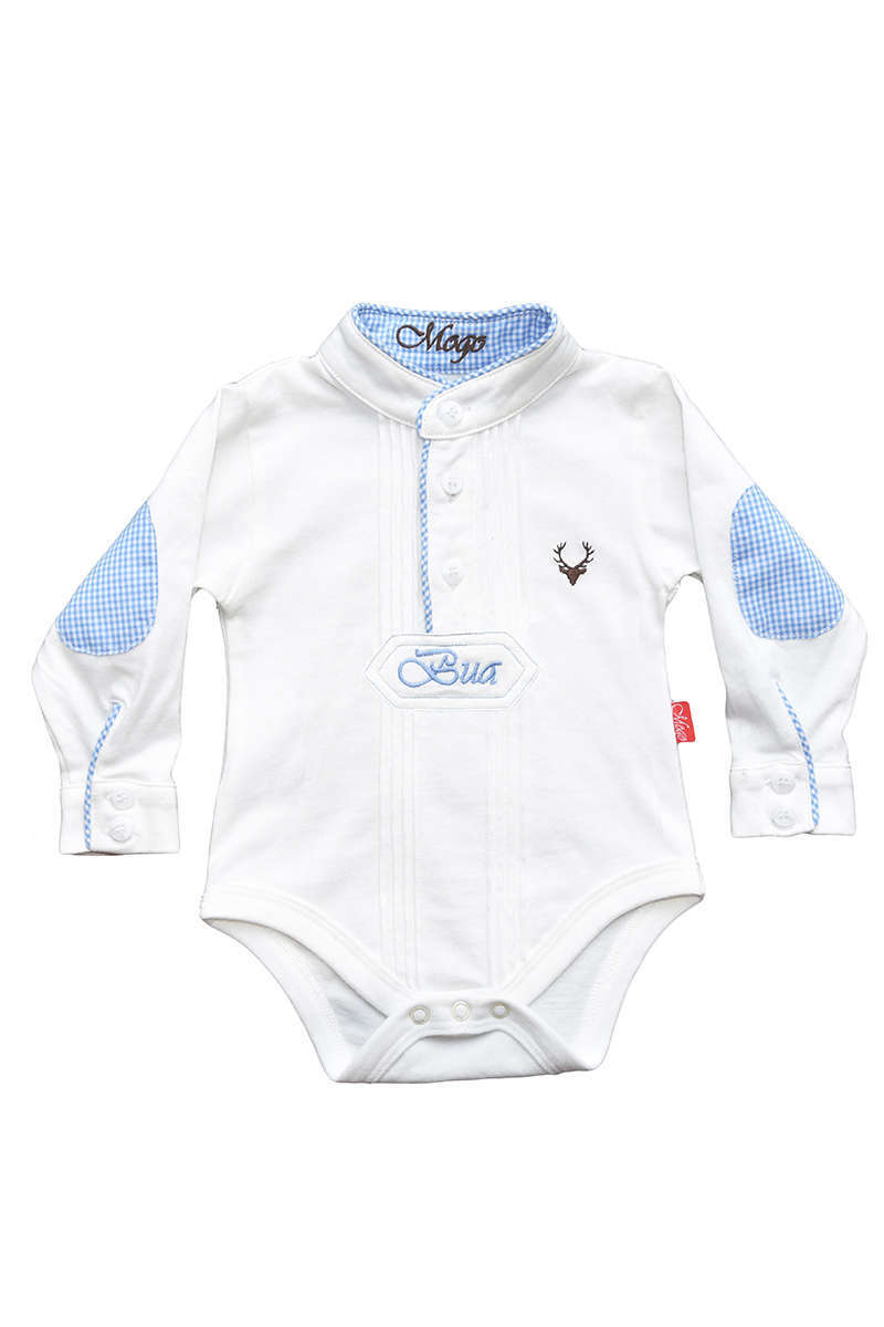 Babybody Pfoad-Hemd wei blau