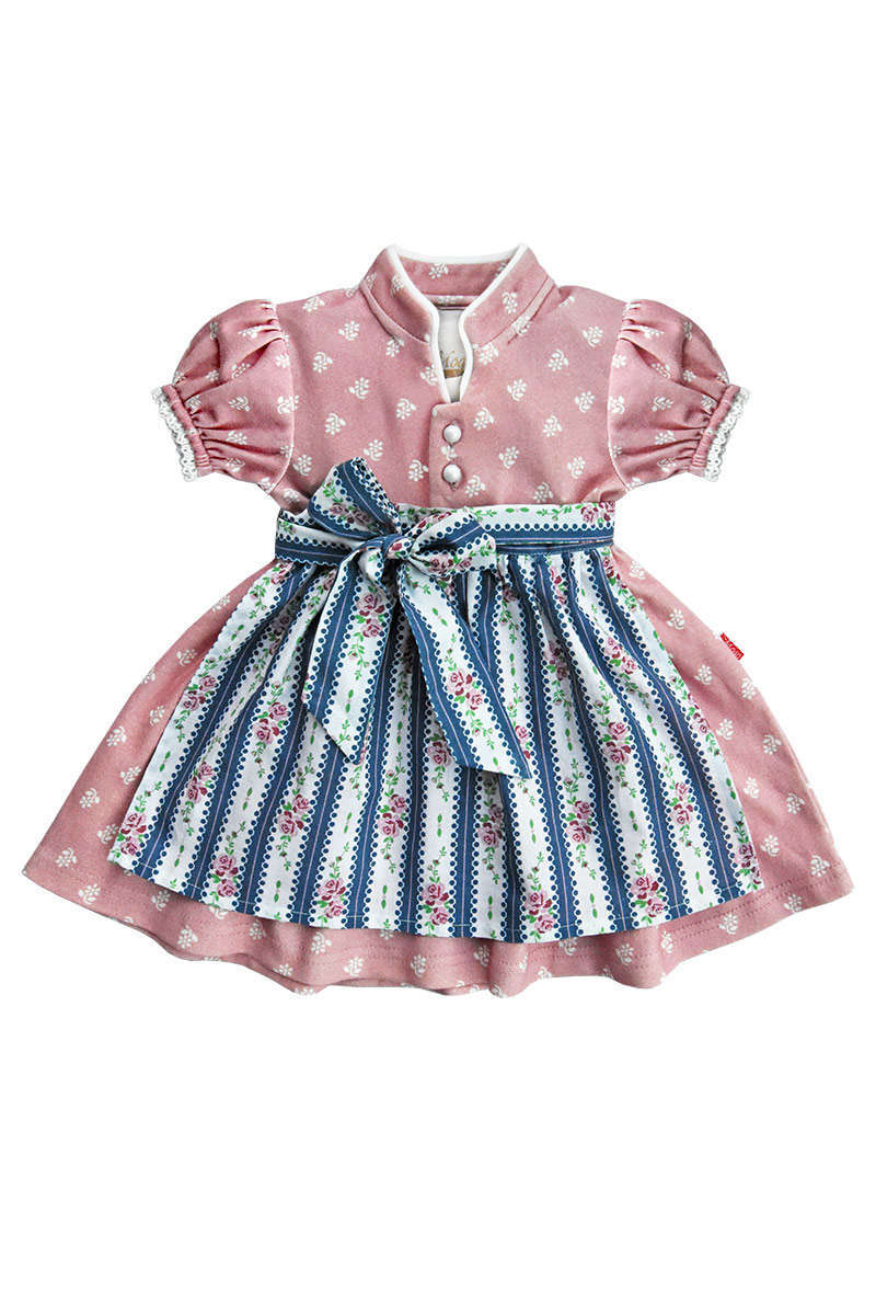 Baby-Dirndl rosa mit Schrze blau