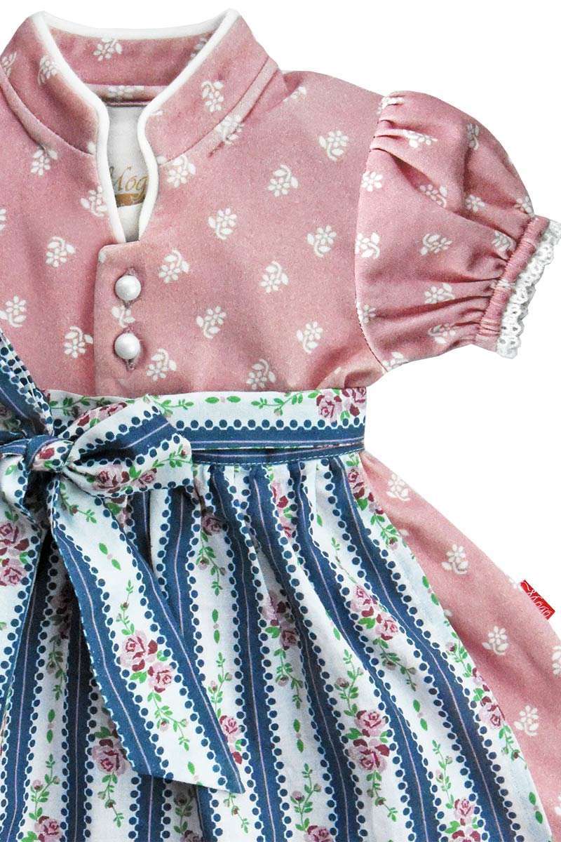 Baby-Dirndl rosa mit Schrze blau Bild 2