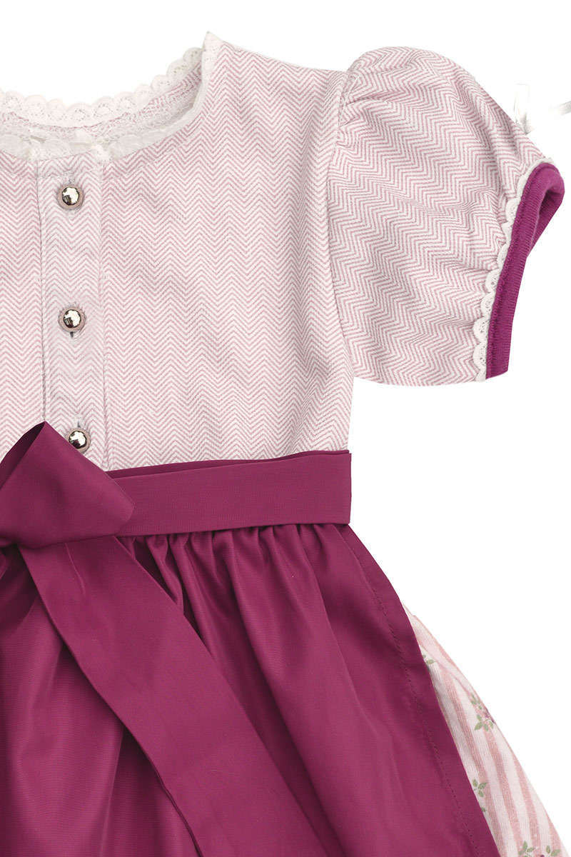 Baby-Dirndl rosa mit Schrze weinrot Bild 2