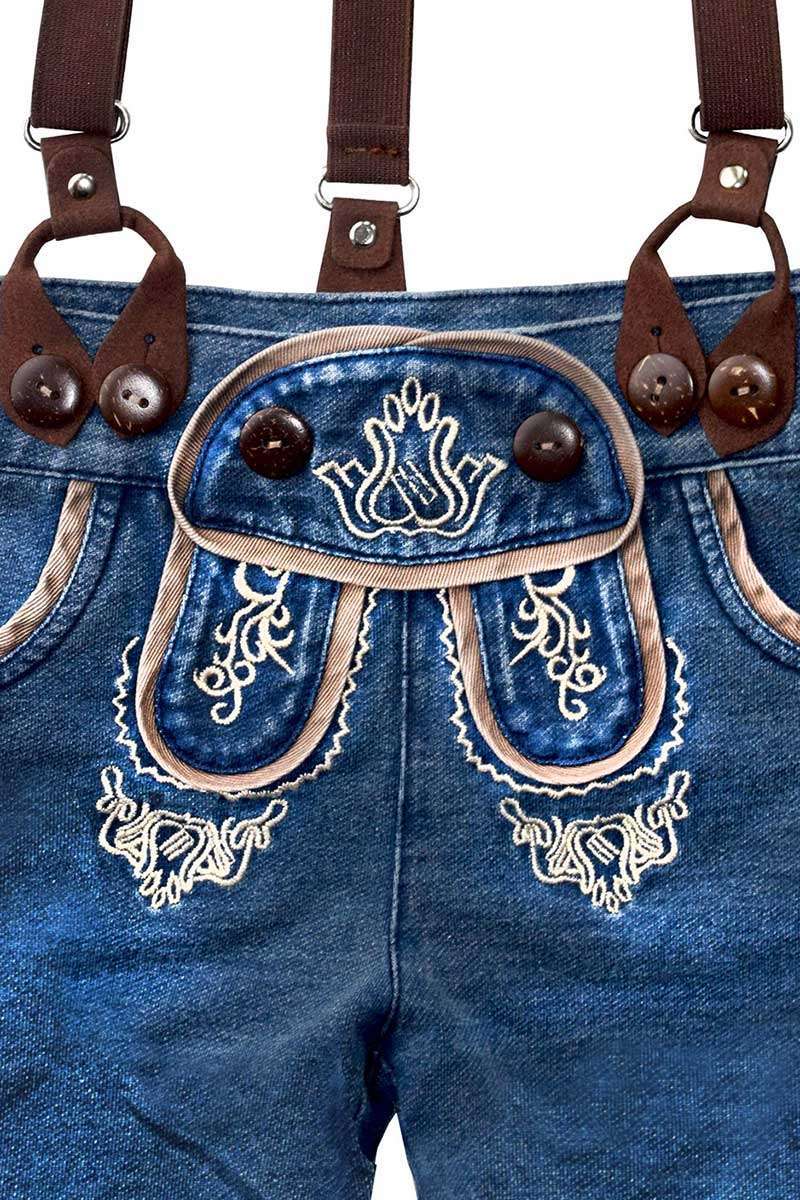 Baby Jeans lang Lederhosenstyle blau Bild 2