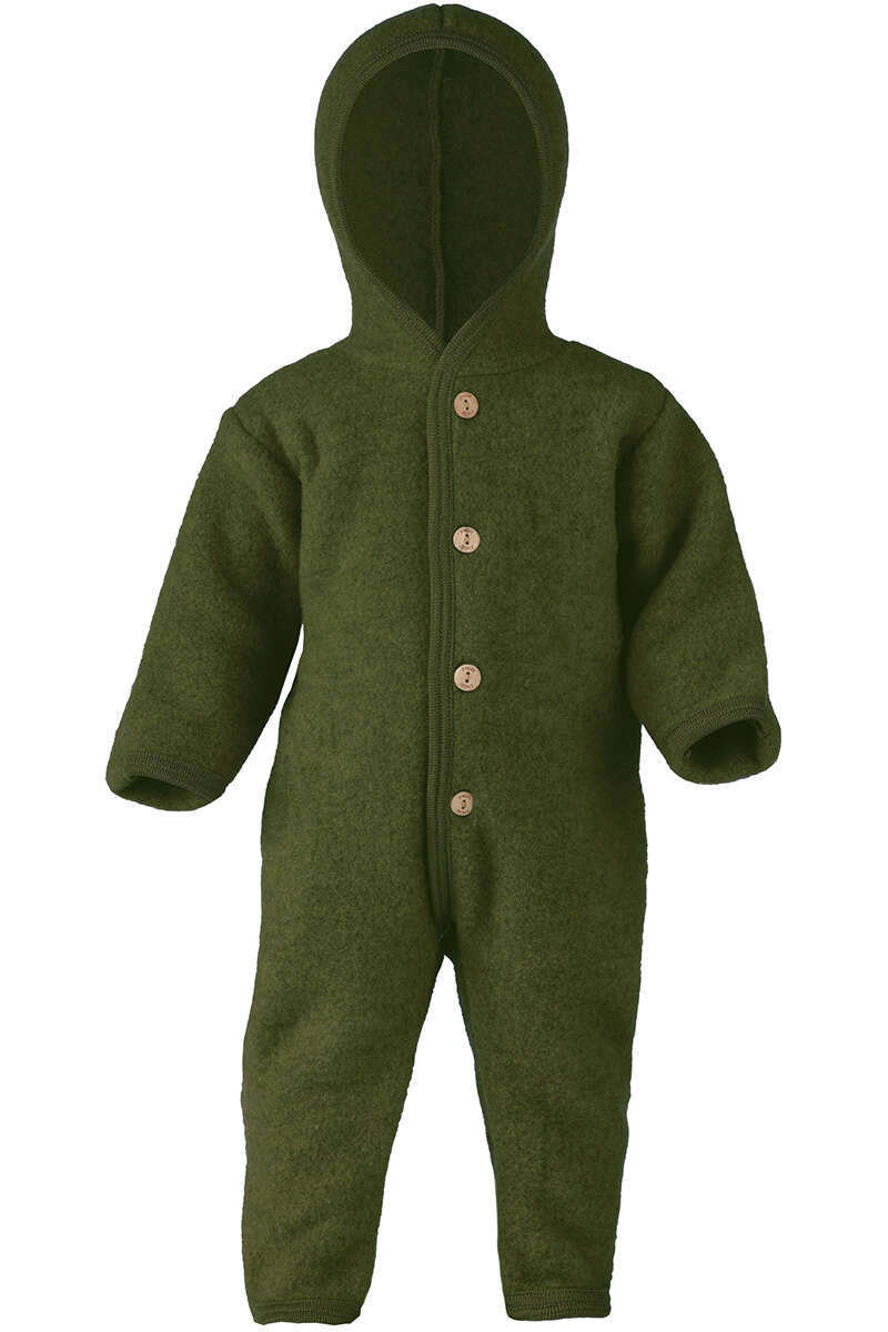 Baby-Wollfleece-Overall mit Kapuze aus Bio Schurwollfleece schilfgrn