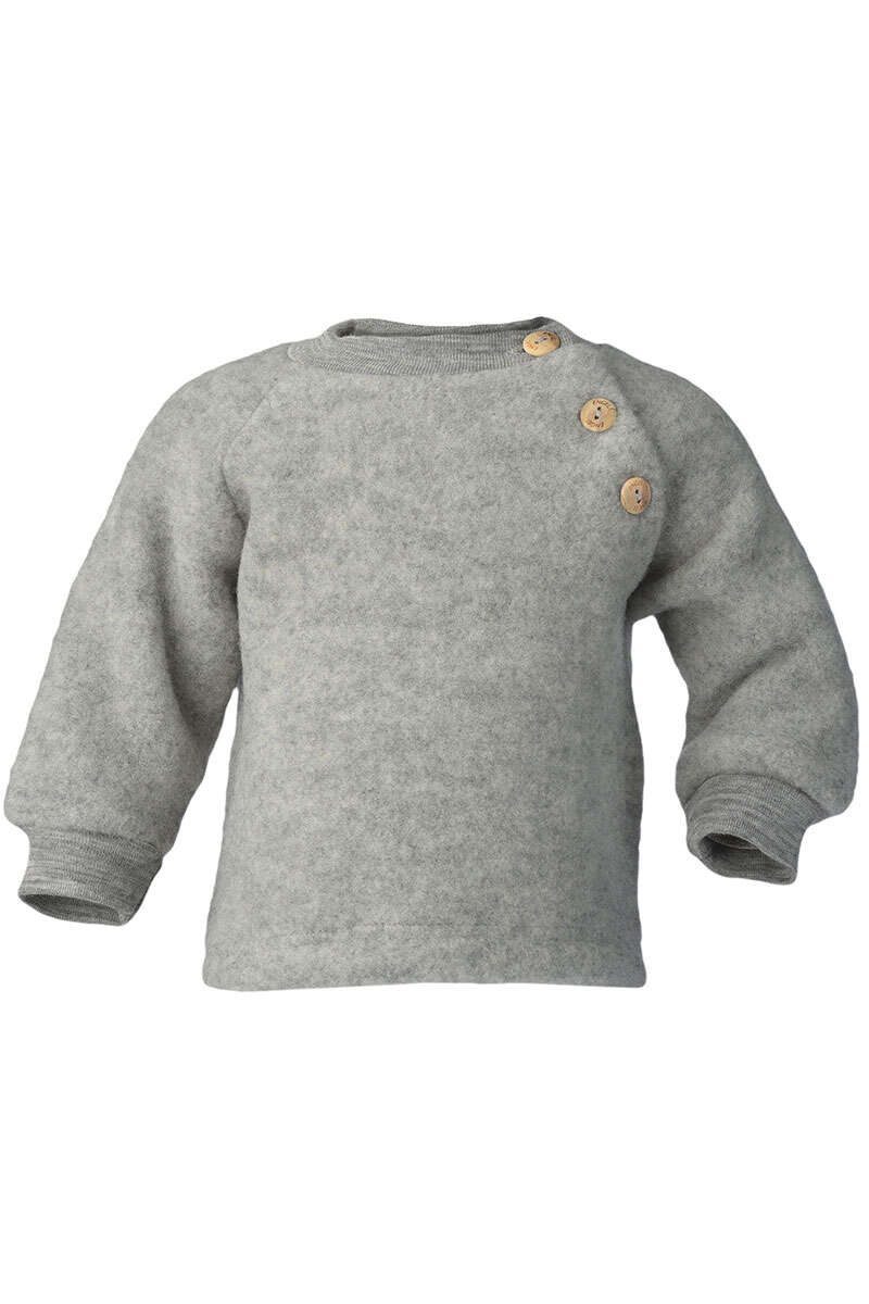 Baby-Pullover mit seitlichen Knpfen aus Bio Schurwollfleece hellgrau