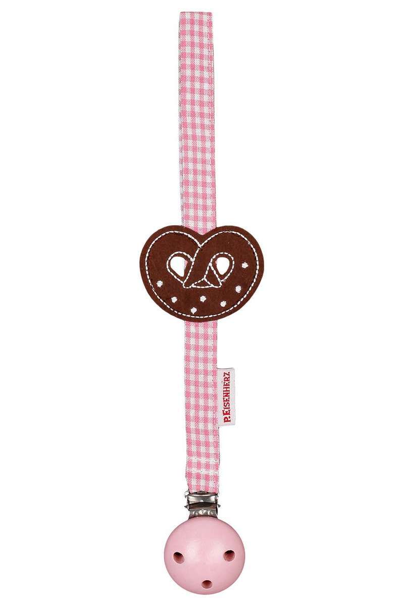 Schnullerband mit Brezel rosa