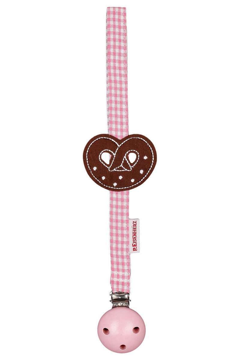 Schnullerband mit Brezel rosa