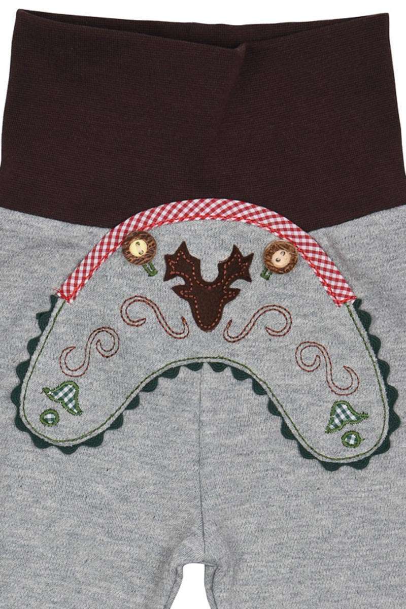 Baby Schlupfhose im Lederhosenstil grau Bild 2