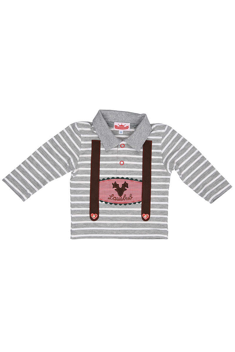 Trachten Baby Langarm-Shirt 'Lausbub' grau weiss