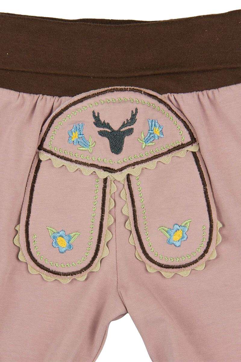 Babyhose im Lederhosenstil rosa Bild 2