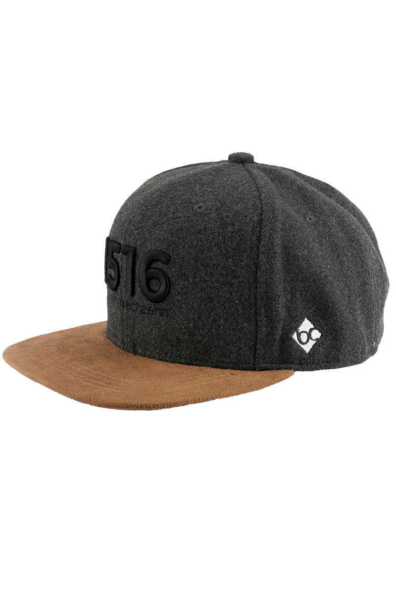 Snapback Cap '1516' anthrazit mit schwarzer Stickerei