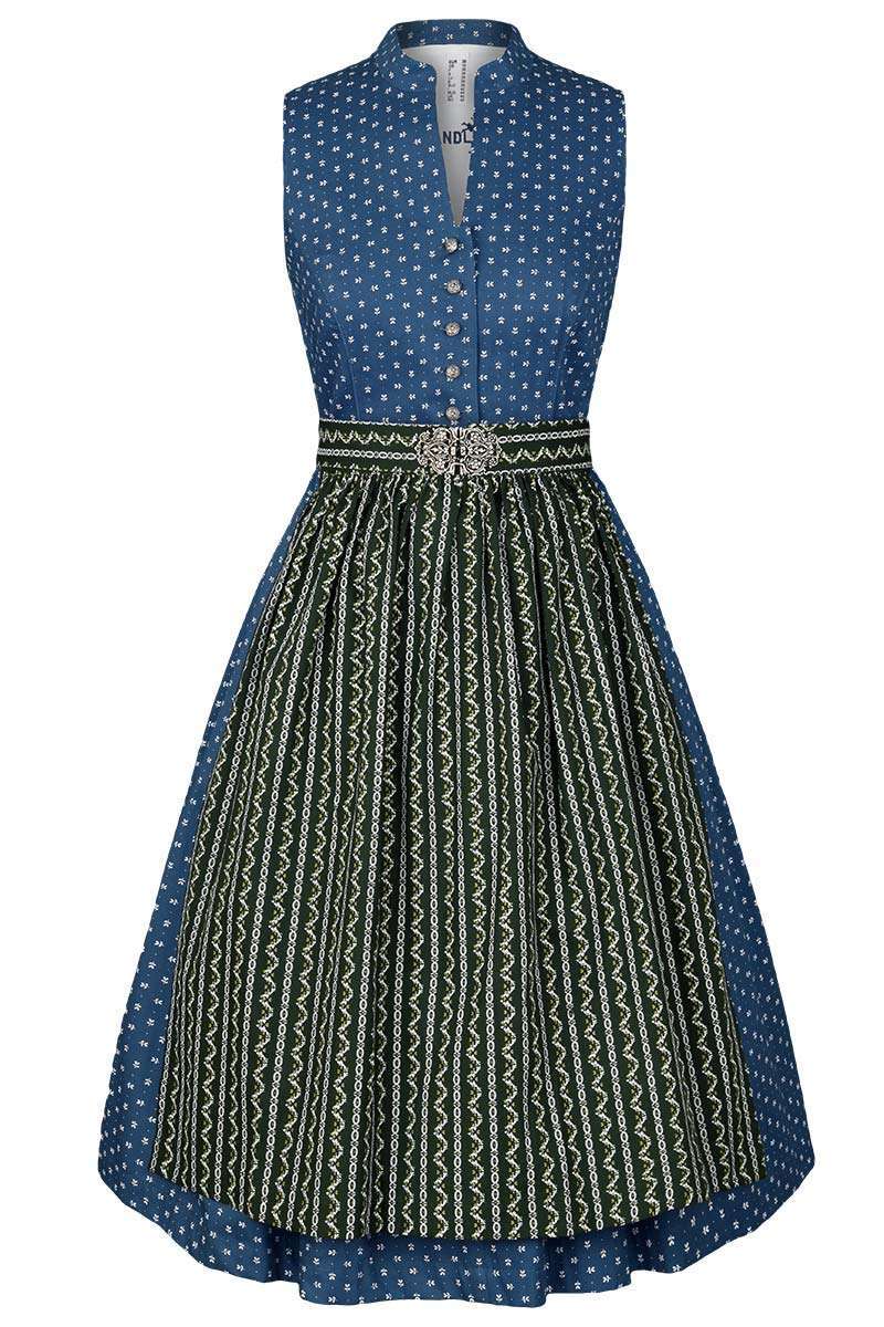 Waschdirndl hochgeschlossen blau ohne Schrze