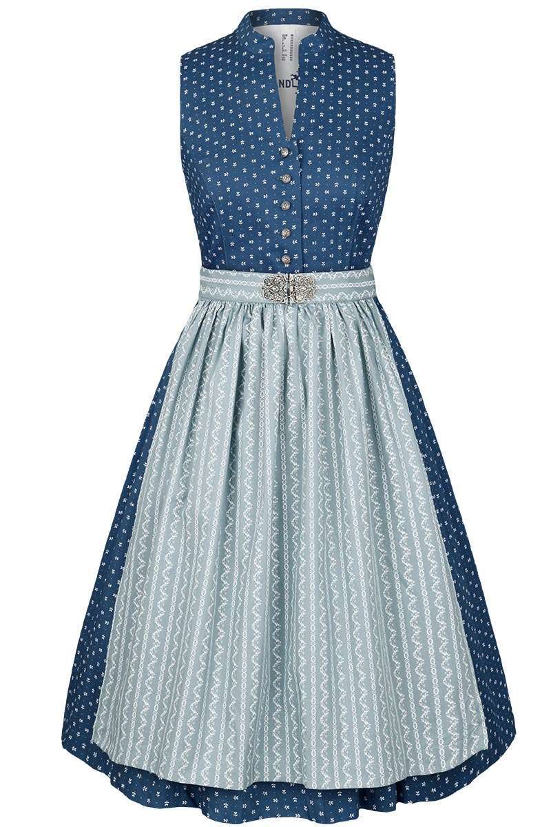 Waschdirndl hochgeschlossen blau verschiedene Broschenschrzen whlbar Bild 2