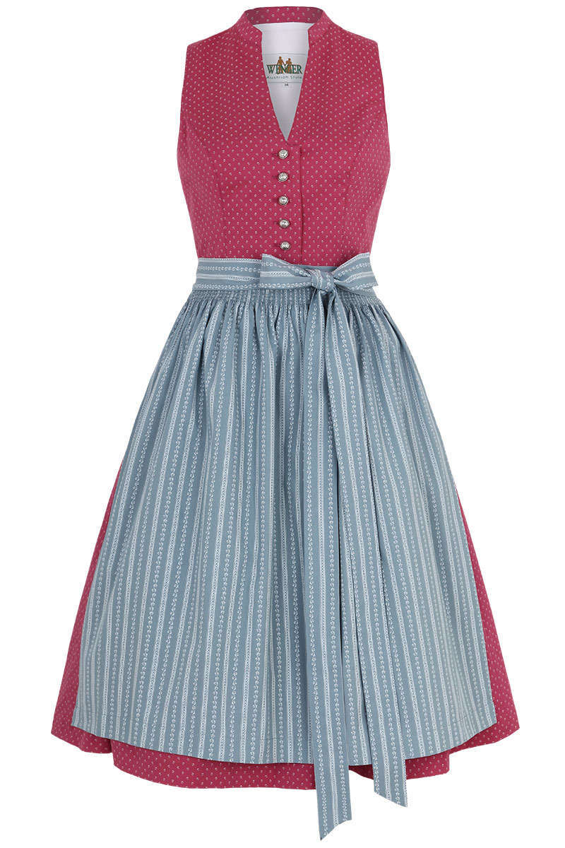 Stretch Dirndl hochgeschlossen Beere Eisblau