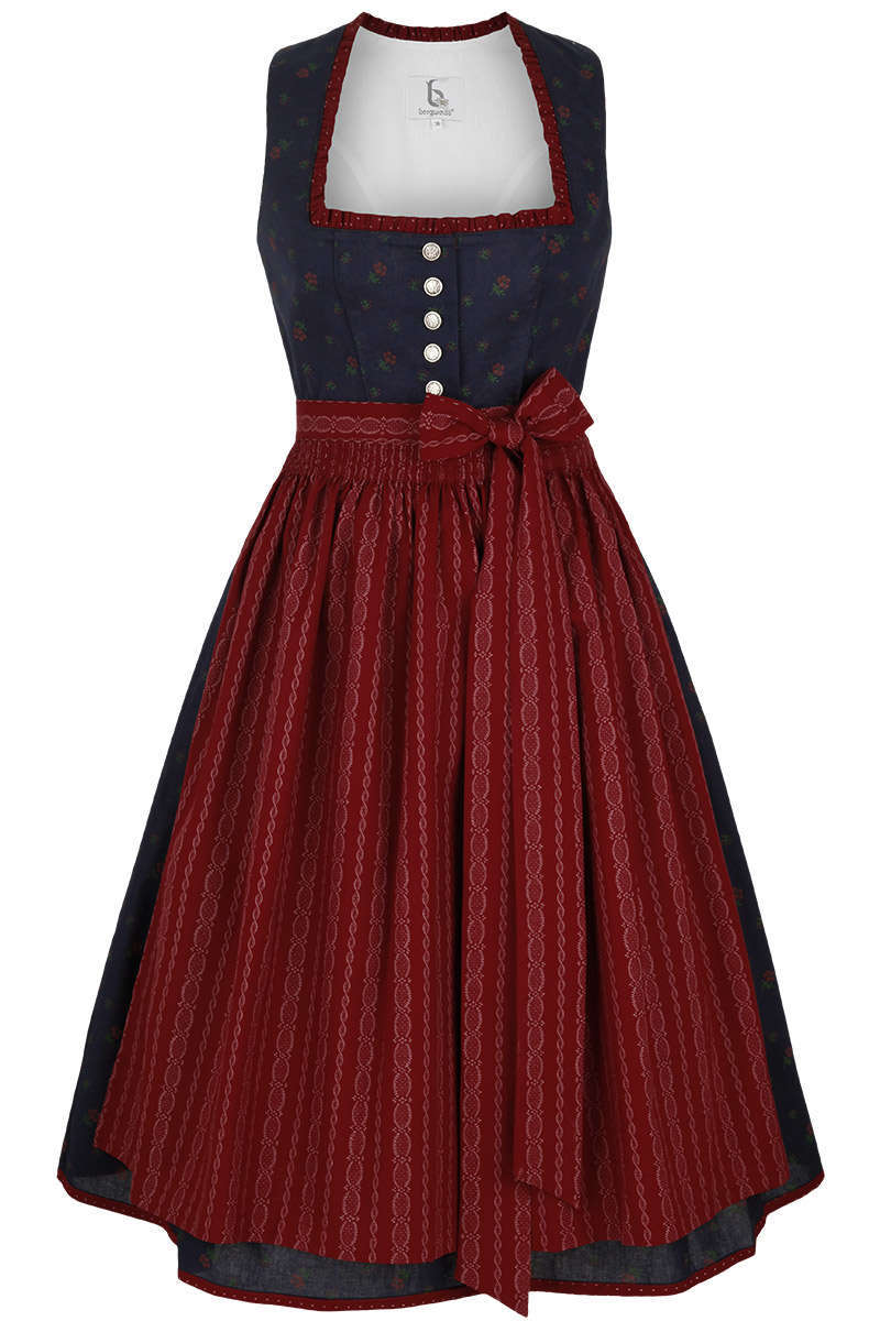 Baumwoll-Wasch-Dirndl dunkelblau bordeaux