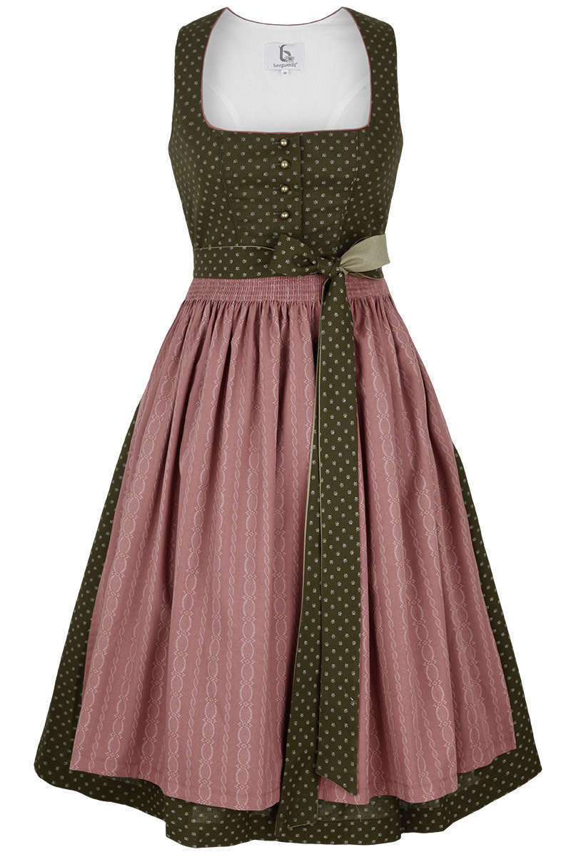 Retro Wasch-Dirndl grn altrosa