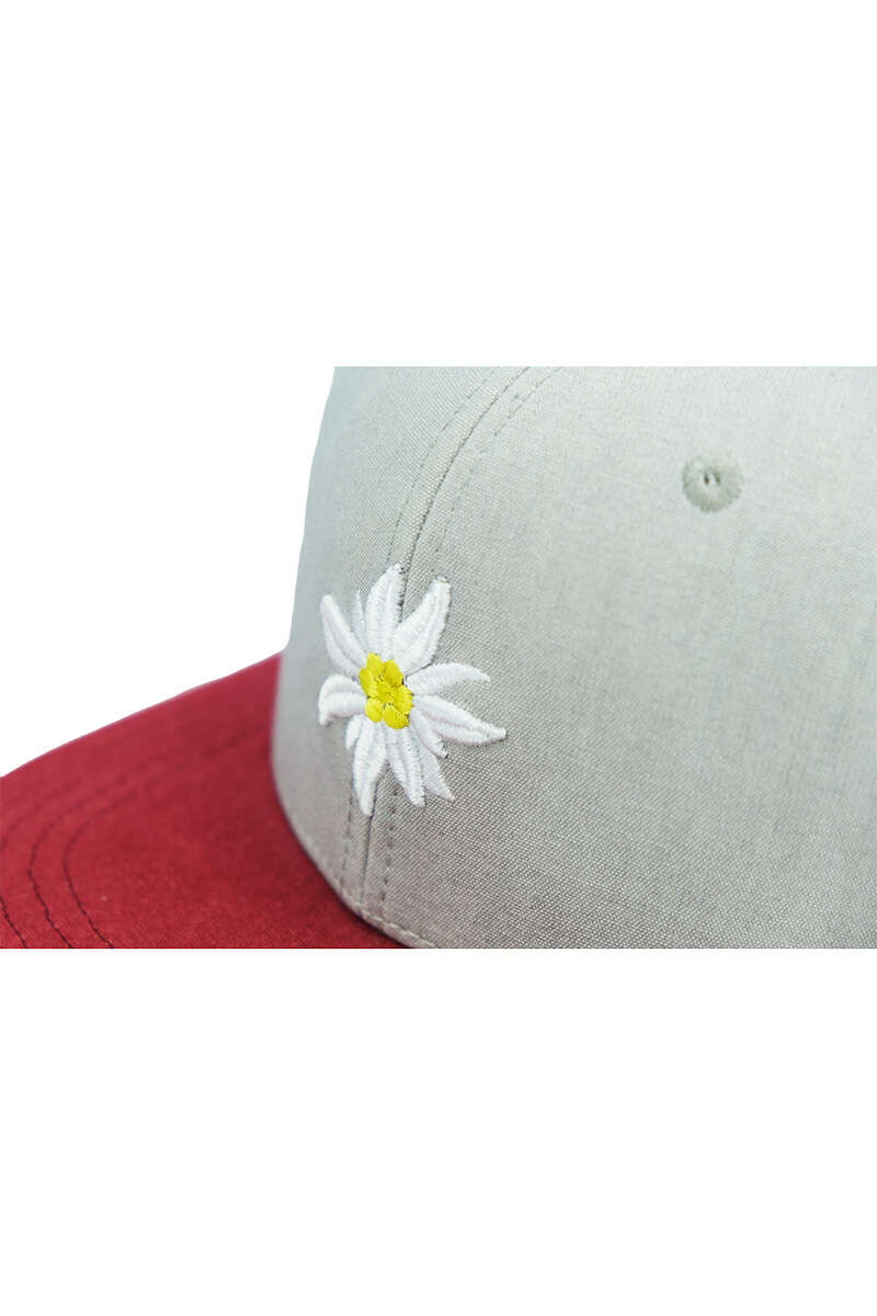 Snapback-Cap mit Edelweiss hellgrau rot Bild 2