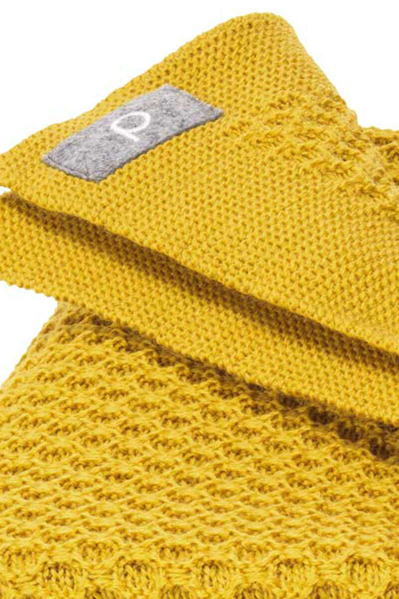 Baby Waben-Strickdecke Bio-Schurwolle GOTS curry Bild 2