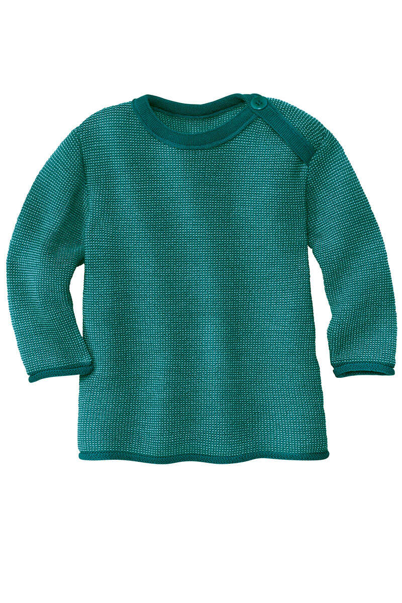 BABY Melange-Pullover Bio-Schurwolle GOTS pacific/lagoon