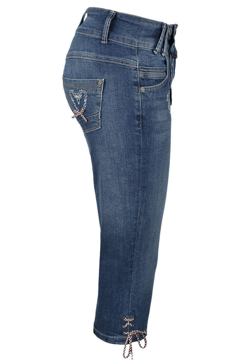 Damen Jeans Lederhosenoptik 3/4 Bild 2