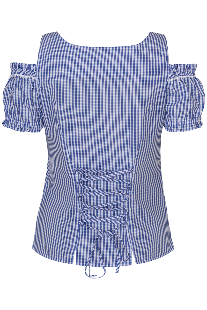 Trachten Carmenbluse kariert blau Bild 2