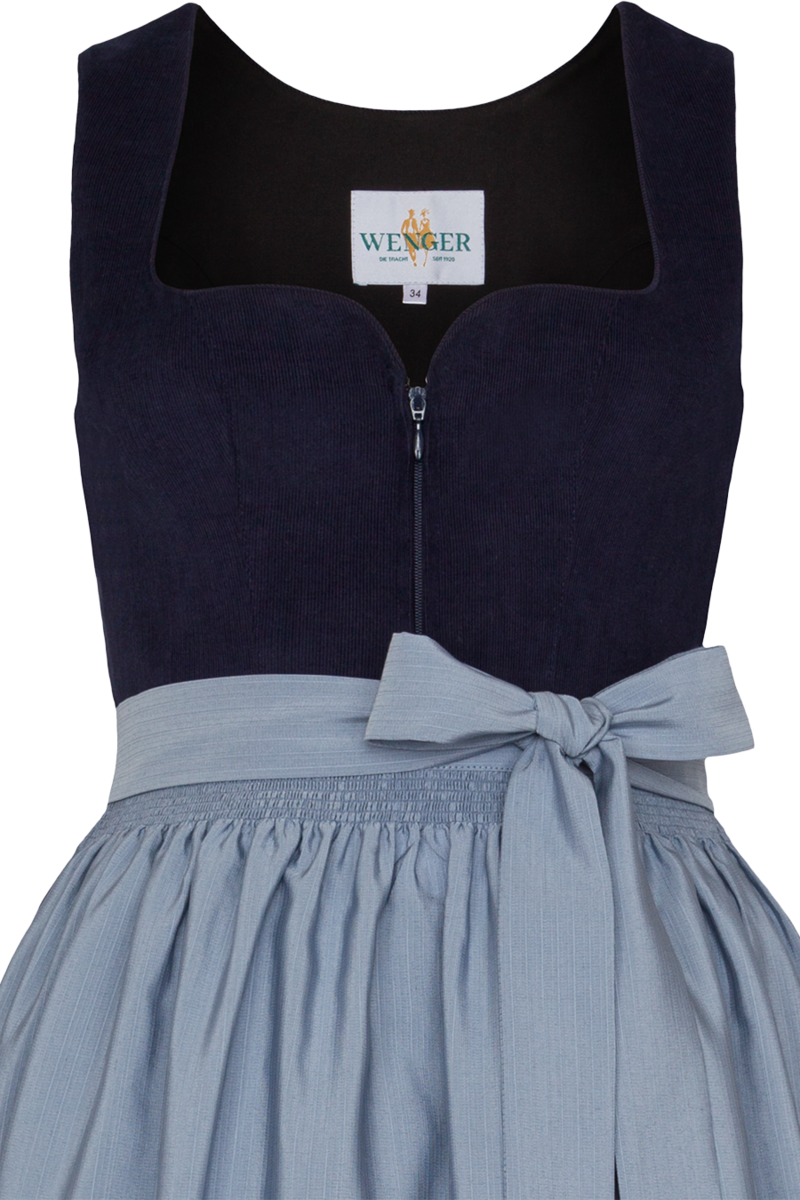 Dirndl lang Cord mit Herzausschnitt marine Bild 2