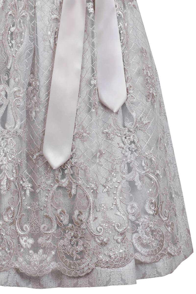 Midi-Dirndl mit Spitzenschrze hochgeschlossen beige Bild 2