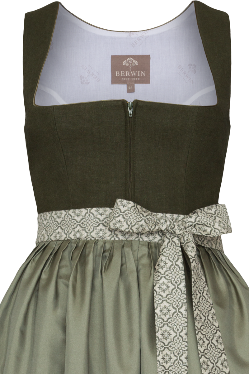 Leinendirndl lang mit Schchen oliv Bild 2