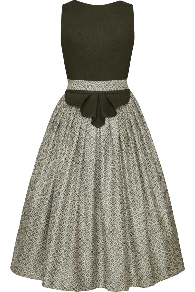 Leinendirndl lang mit Schchen oliv Bild 2