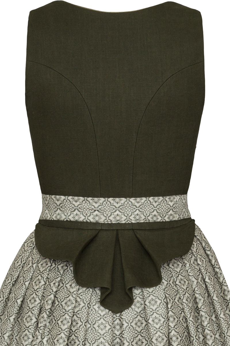 Leinendirndl lang mit Schchen oliv Bild 2
